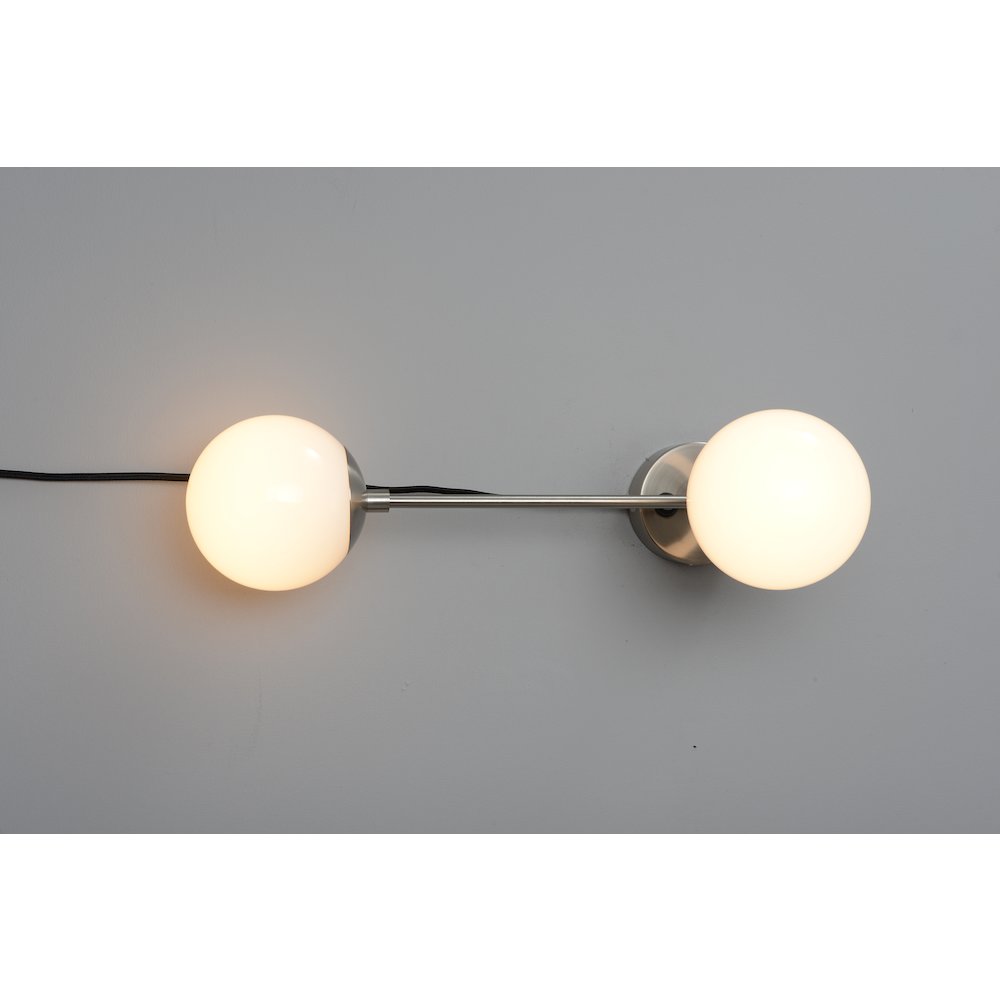 Duo Modern Contemporary Wall Sconce - Satin Nickel, Plug-in. Picture 22