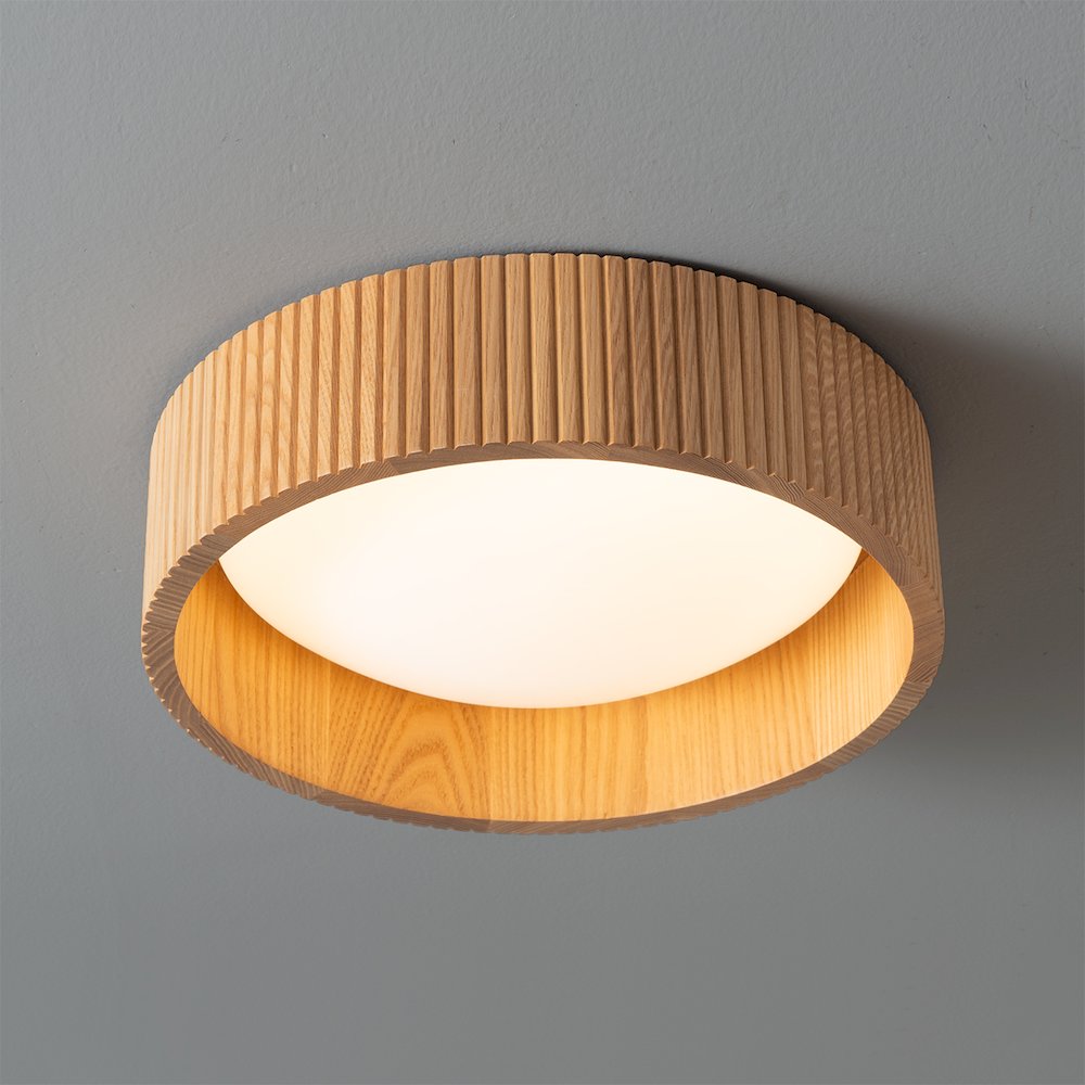 Tambo 14"D Flush Mount Ceiling Light - Domed Diffuser, Natural Ash, Weathered. Picture 2
