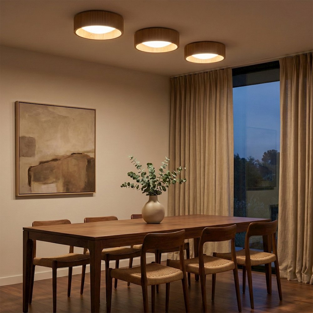 Tambo 14"D Flush Mount Ceiling Light - Domed Diffuser, Natural Ash, Weathered. Picture 4