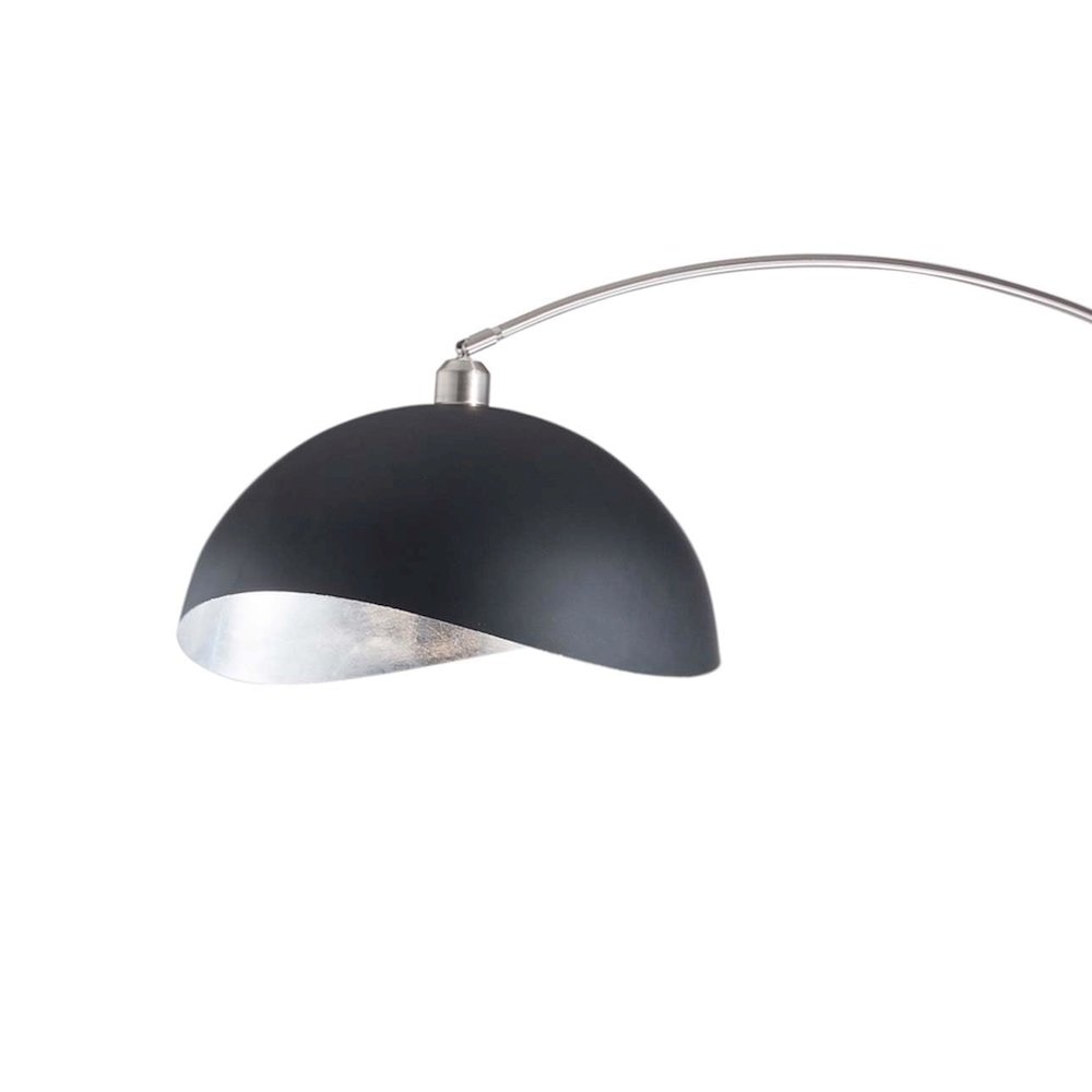 Luna Bella Arc Floor Lamp - 92",  Nickel, Matte Black/Silver Leaf Shade. Picture 4