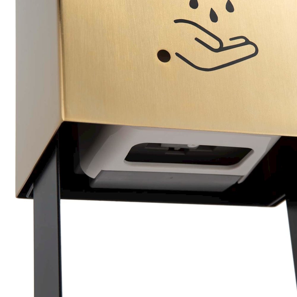 Luxe Tabletop Touchless Hand Sanitizer Dispenser - 21", Brushed Brass, Powermist. Picture 6