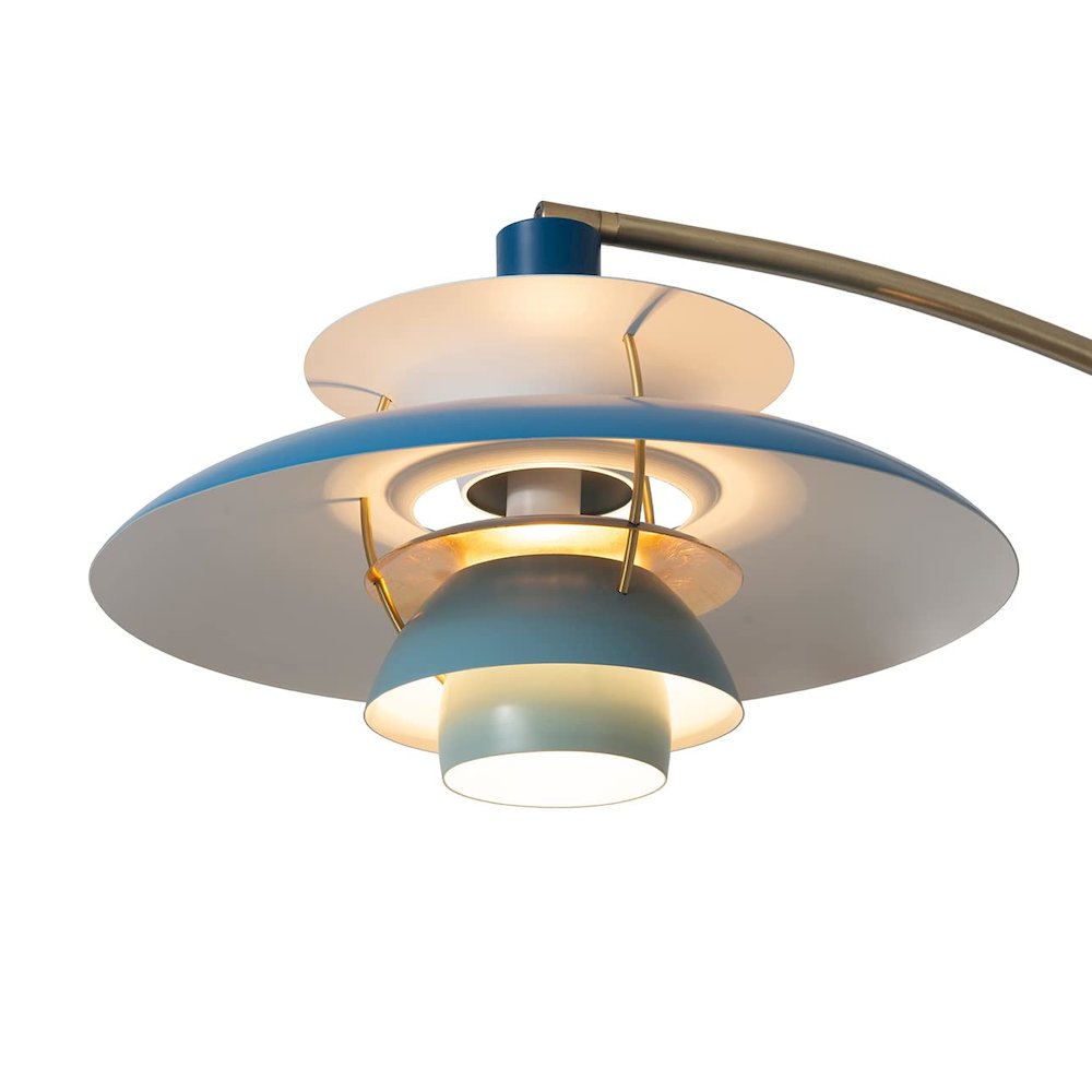 Palm Springs 3 Light Arc Floor Lamp - Weathered brass/Blue. Picture 5