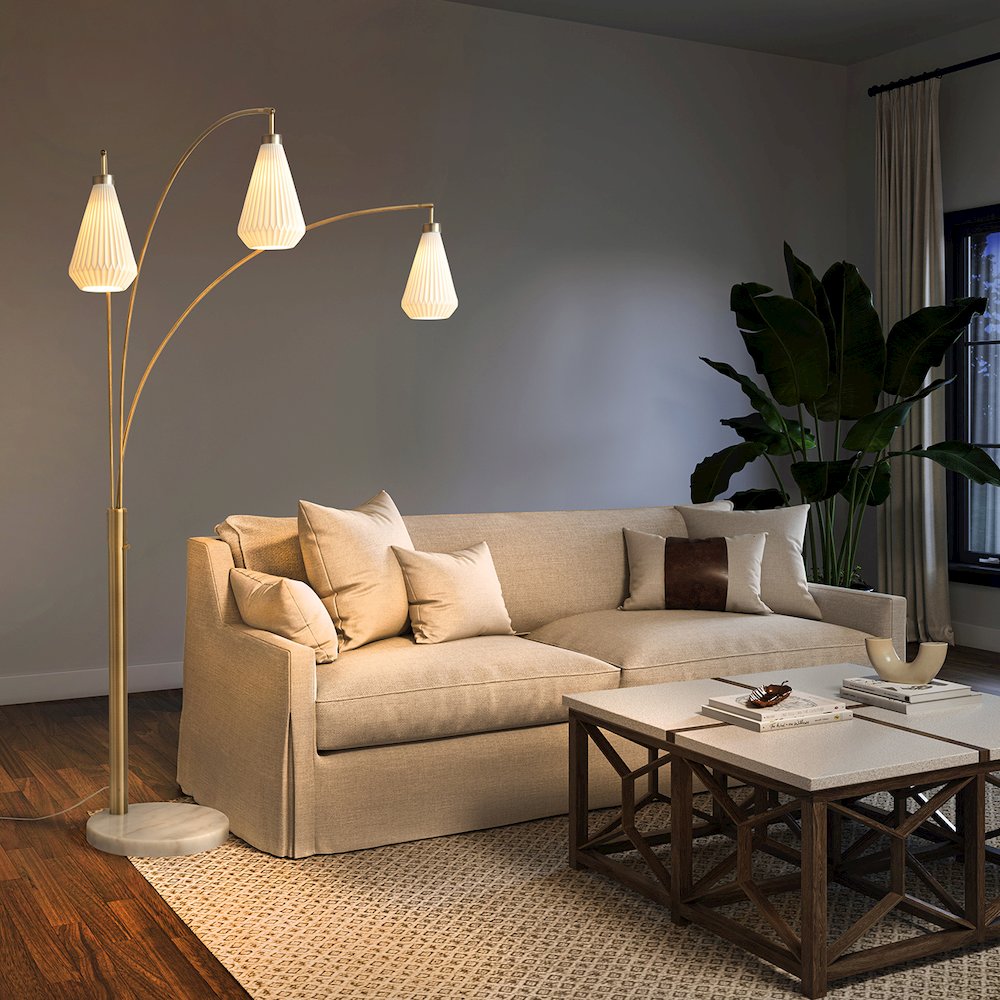 Concord Bone Porcelain Shade 3 Light Arc Floor Lamp - 85". Picture 10