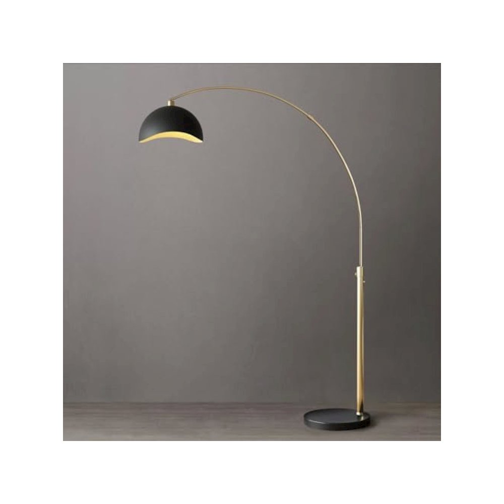 Luna Bella Arc Floor Lamp - Brass, Matte Black & Gold Leaf Shade. Picture 2