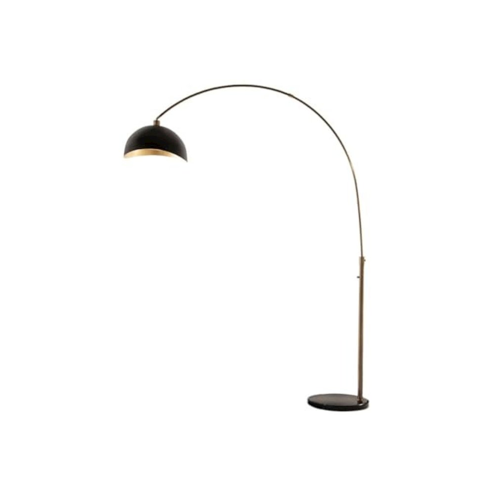 Luna Bella Arc Floor Lamp - Brass, Matte Black & Gold Leaf Shade. Picture 1