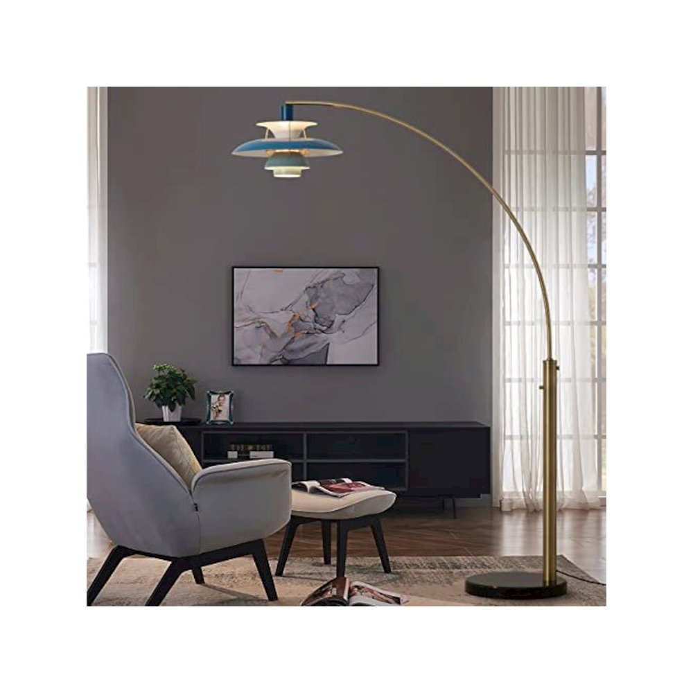 Palm Springs 1 Light Arc Floor Lamp - Weathered Brass. Picture 2