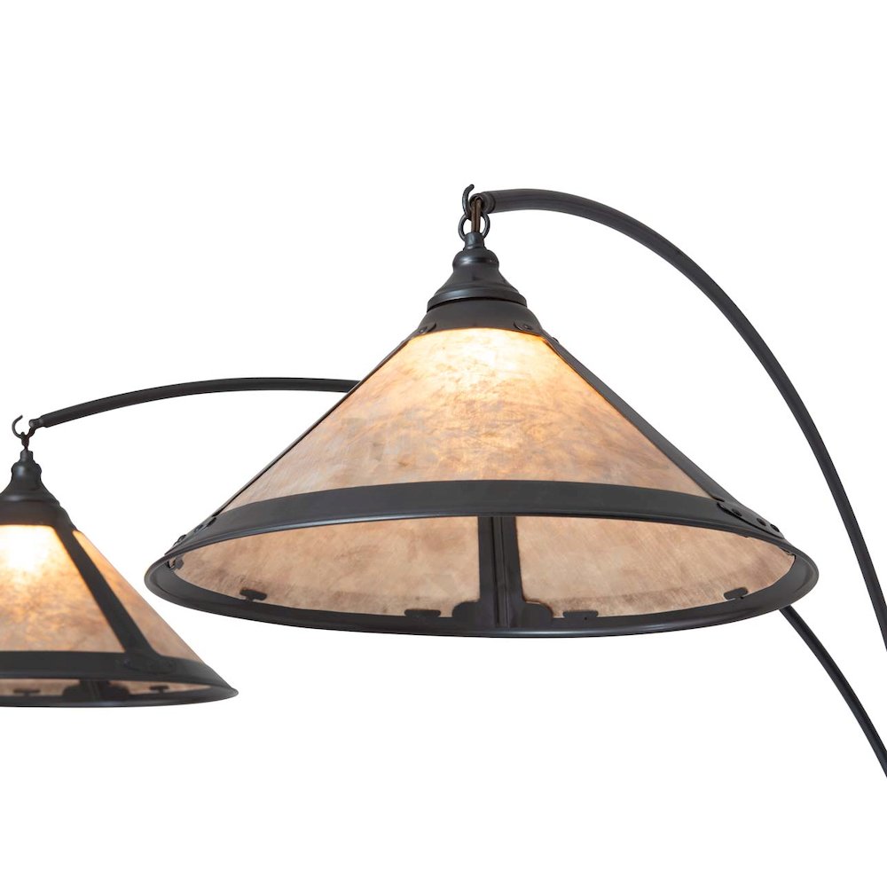 Original Natural Mica 3 Light Arc Floor Lamp - Charcoal Gray Wood. Picture 1