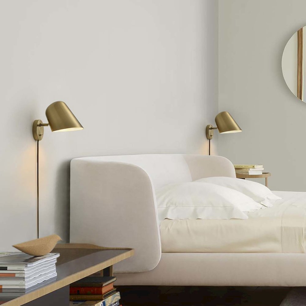 Culver Plug-in Wall Sconce - Brushed Brass, Brushed Brass. Picture 6