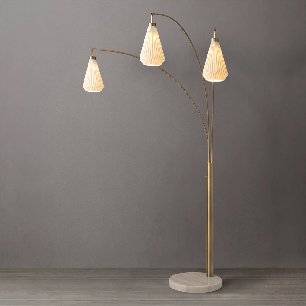 Concord Bone Porcelain Shade 3 Light Arc Floor Lamp - 85". Picture 9