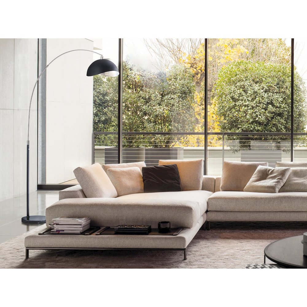 Luna Bella Arc Floor Lamp - 92",  Nickel, Matte Black/Silver Leaf Shade. Picture 3