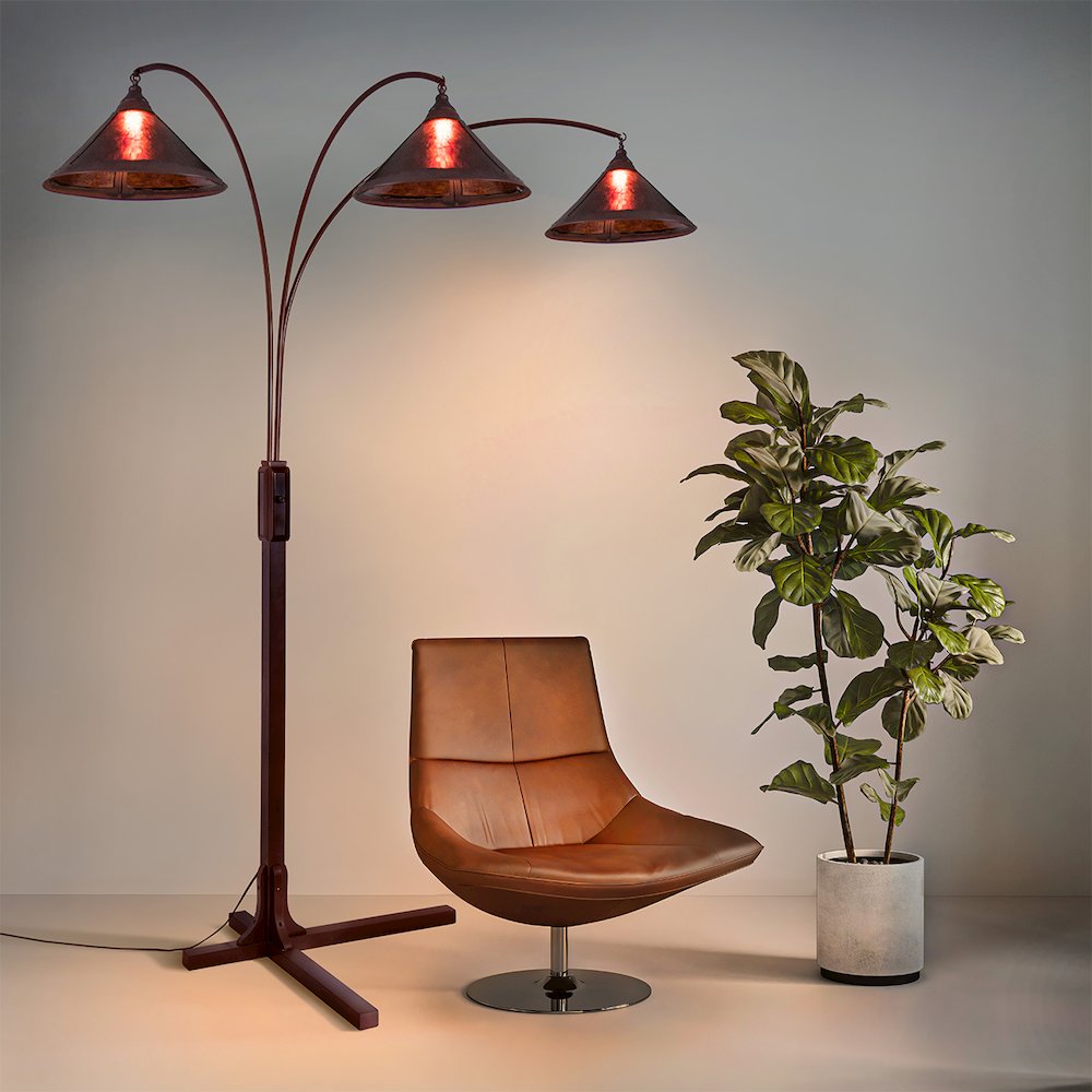 Natural Mica 3 Light Arc Floor Lamp - 86", Espresso Wood. Picture 3