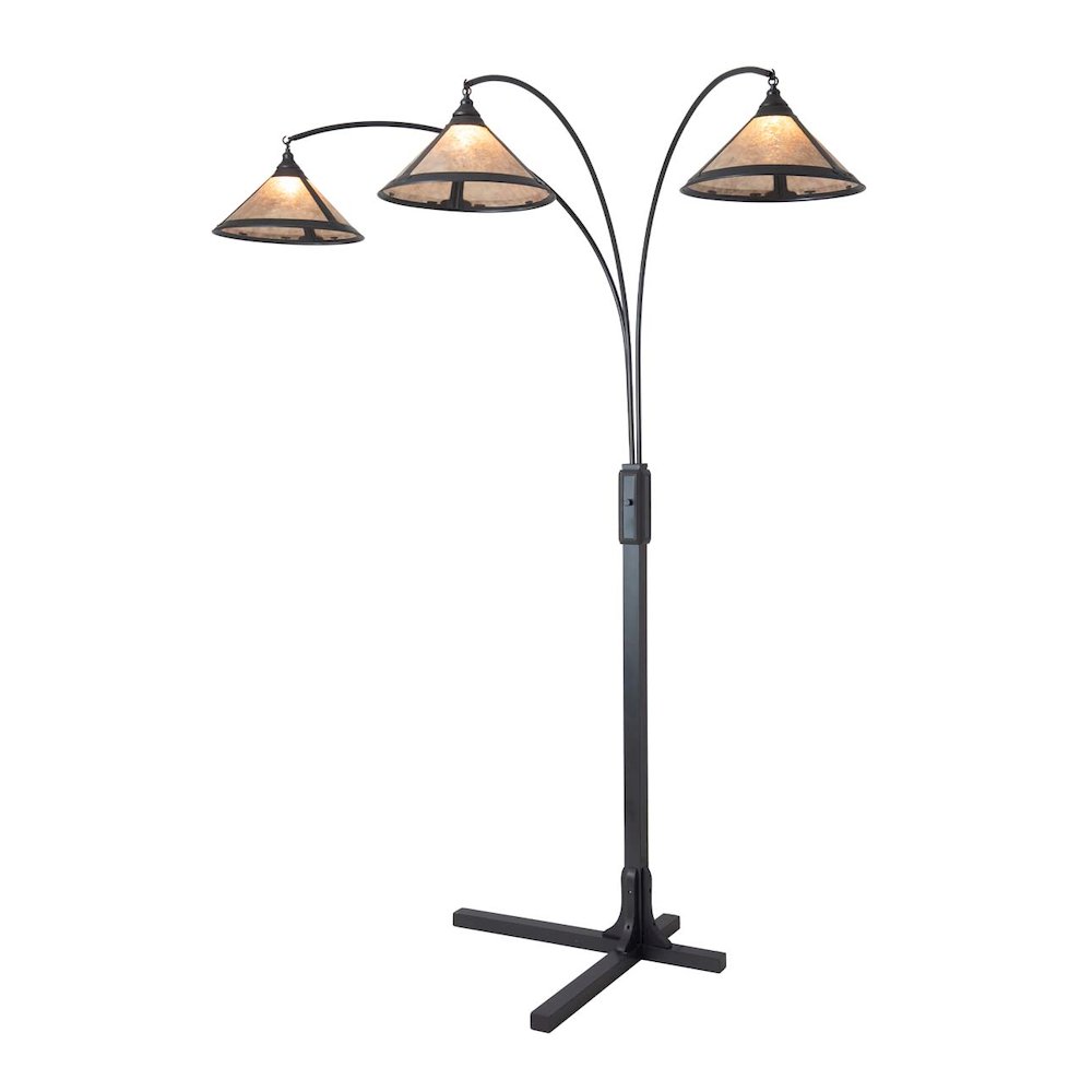 Original Natural Mica 3 Light Arc Floor Lamp - Charcoal Gray Wood. Picture 10