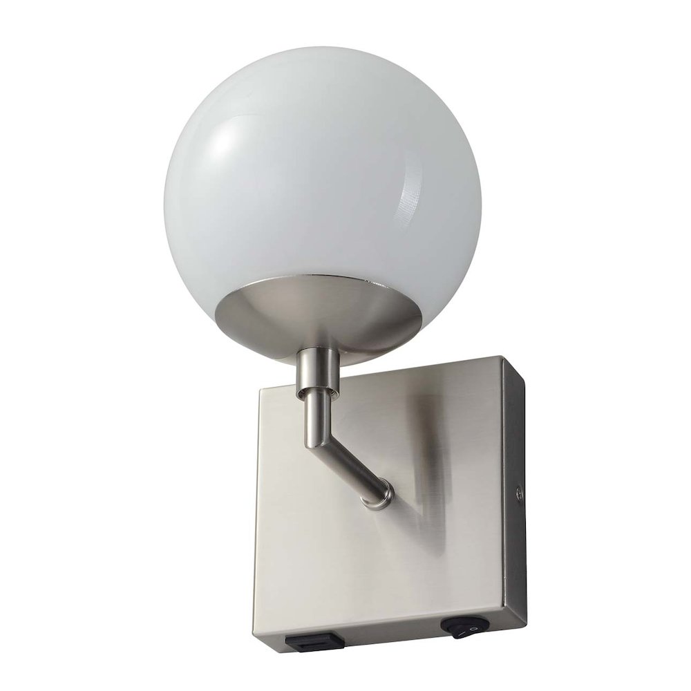 Globe Wall Sconce - 10'', Satin Nickel, Plug-in, Rocker Switch. Picture 7