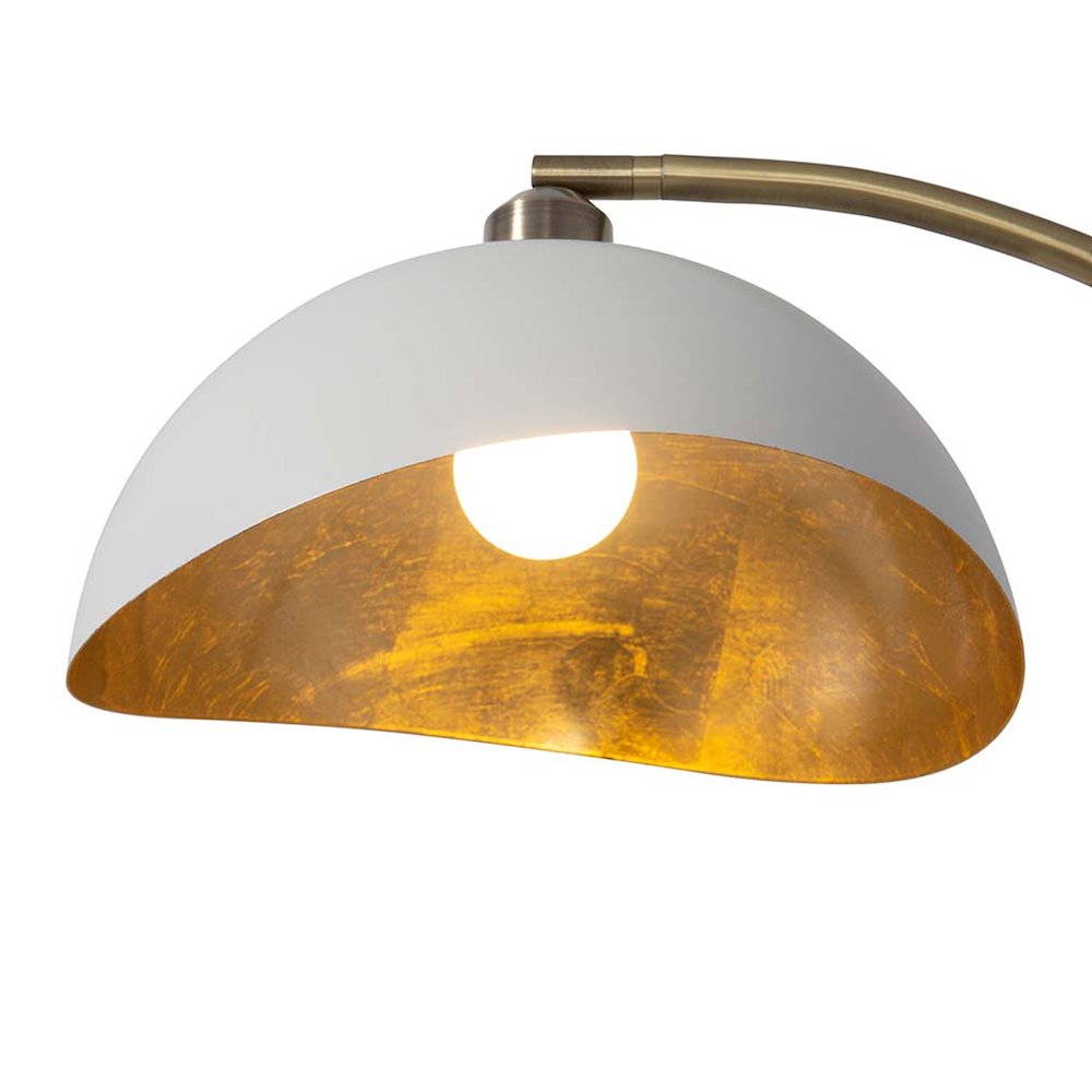 Luna Bella Table Lamp - 28", Weathered Brass, Matte White/Gold Leaf Shade. Picture 1