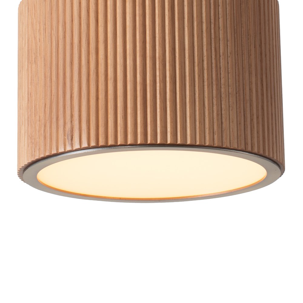 Tambo Pendant Light - Natural Ash Wood Finish, Weathered Brass, 10" Diameter. Picture 10