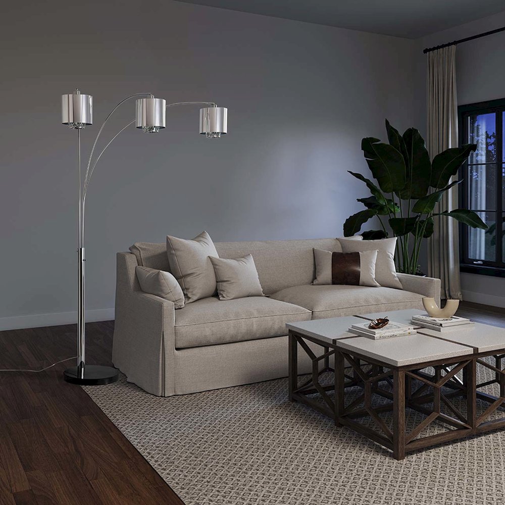Marilyn 3 Light Arc Floor Lamp - Chrome. Picture 3