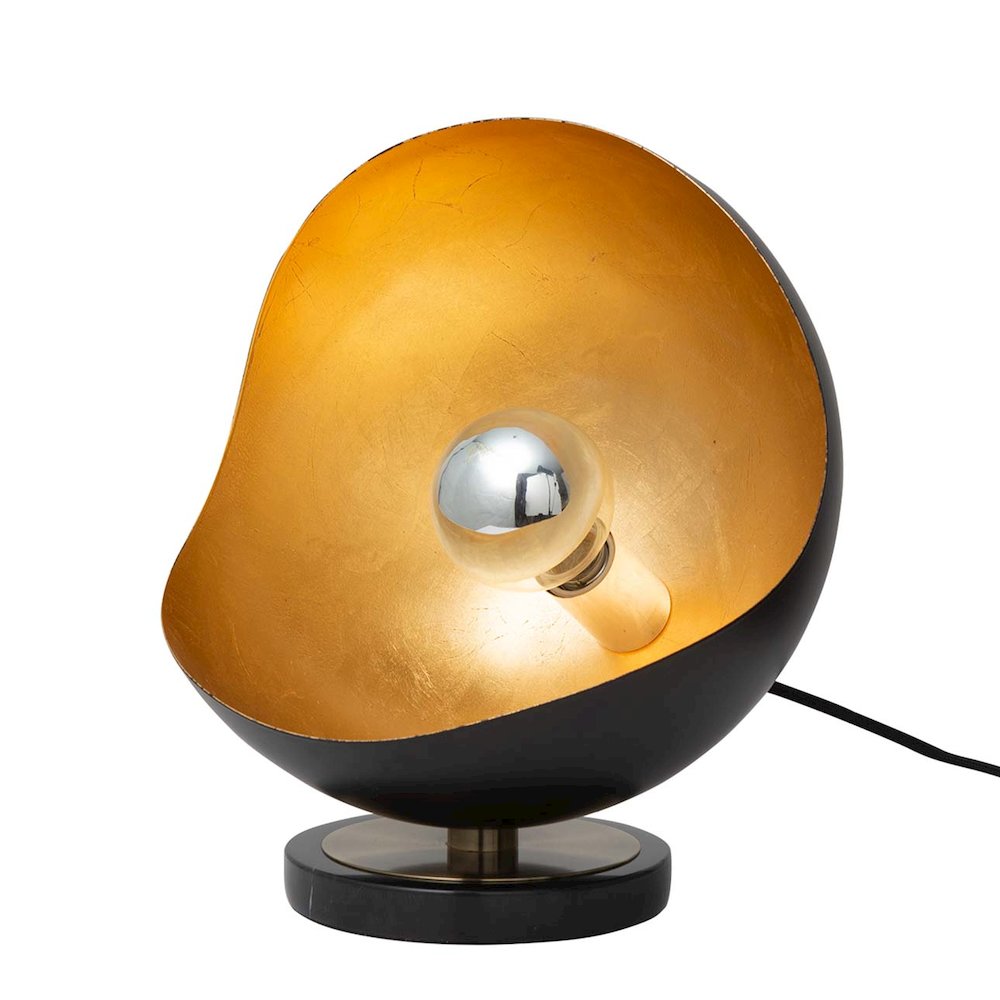 Luna Bella Accent Table Lamp - Black & Gold-leaf shade, Weathered Brass. Picture 1