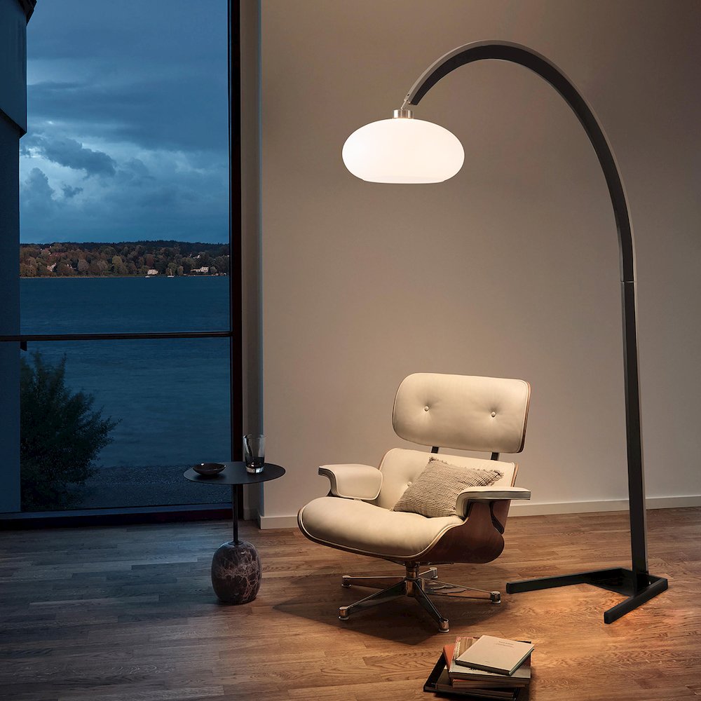 Vaulted Arc Floor Lamp by Peter Morelli - 86", 1968 design, Black Wood. Picture 5