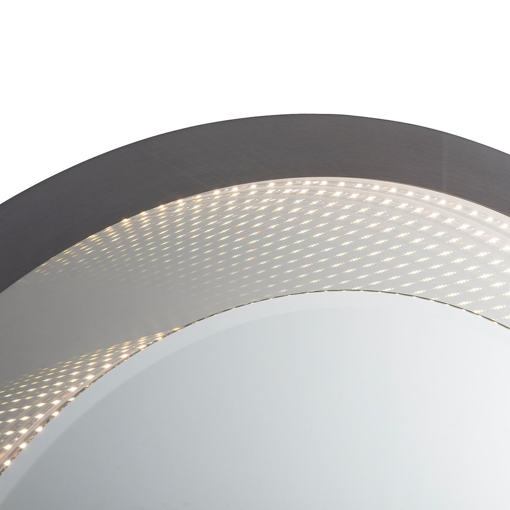 Starfall Vanishing Infinity LED Round Wall Mirror - Gunmetal. Picture 1