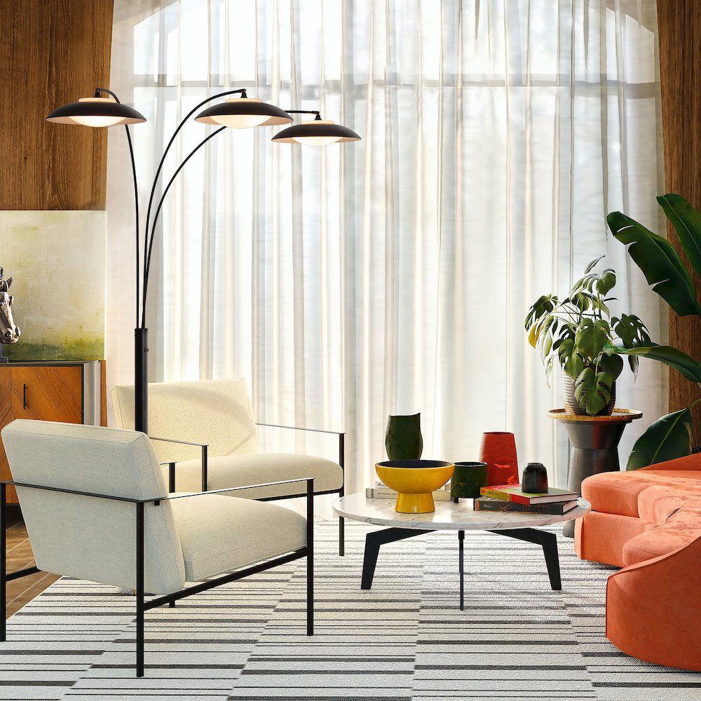 Saucer 3 Light Arc Floor Lamp. Picture 6