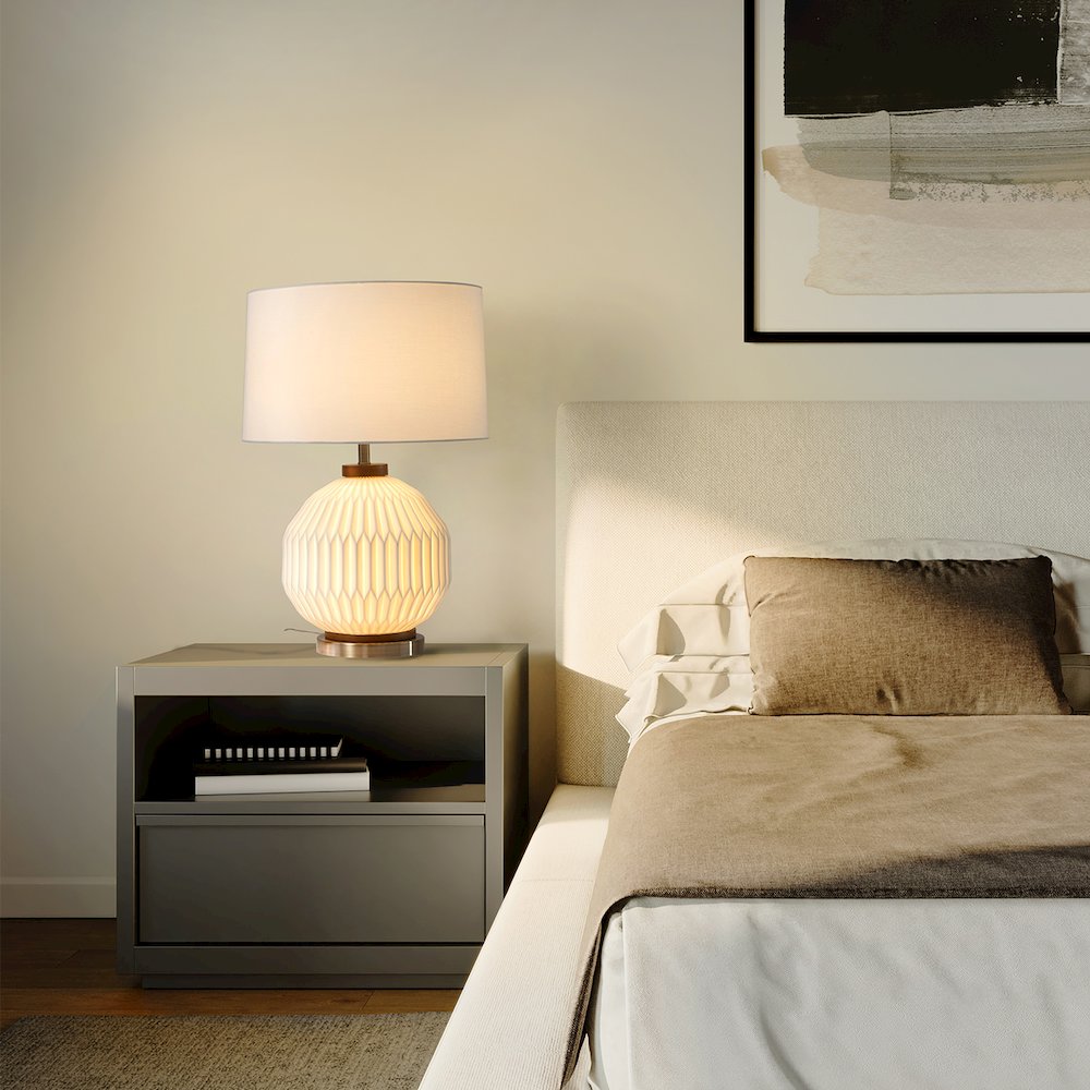 Moraga Table Lamp - 24", Bone Porcelain & Walnut, 4-Way Rotary Switch. Picture 6