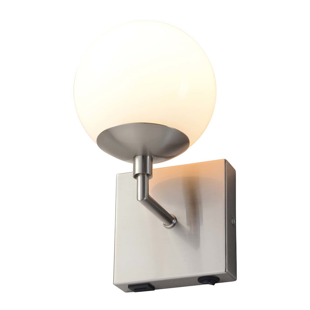 Globe Wall Sconce - 10'', Satin Nickel, Plug-in, Rocker Switch. Picture 6