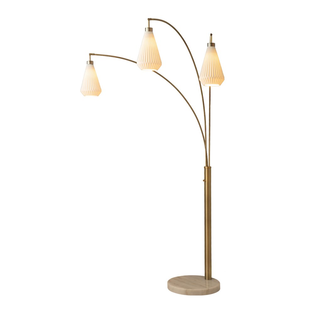 Concord Bone Porcelain Shade 3 Light Arc Floor Lamp - 85". Picture 1