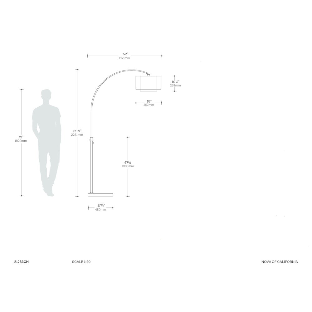 Marilyn 1 Light Arc Floor Lamp - Chrome. Picture 7