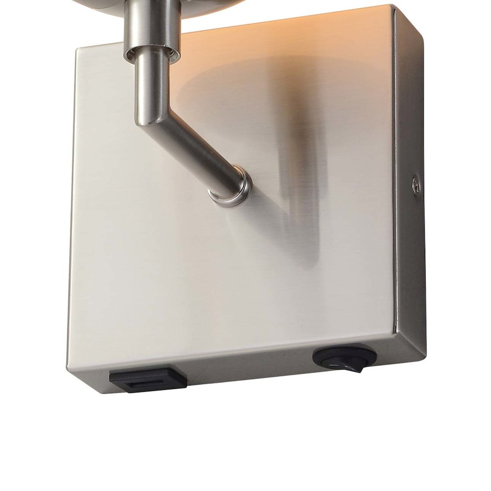 Globe Wall Sconce - 10'', Satin Nickel, Plug-in, Rocker Switch. Picture 1