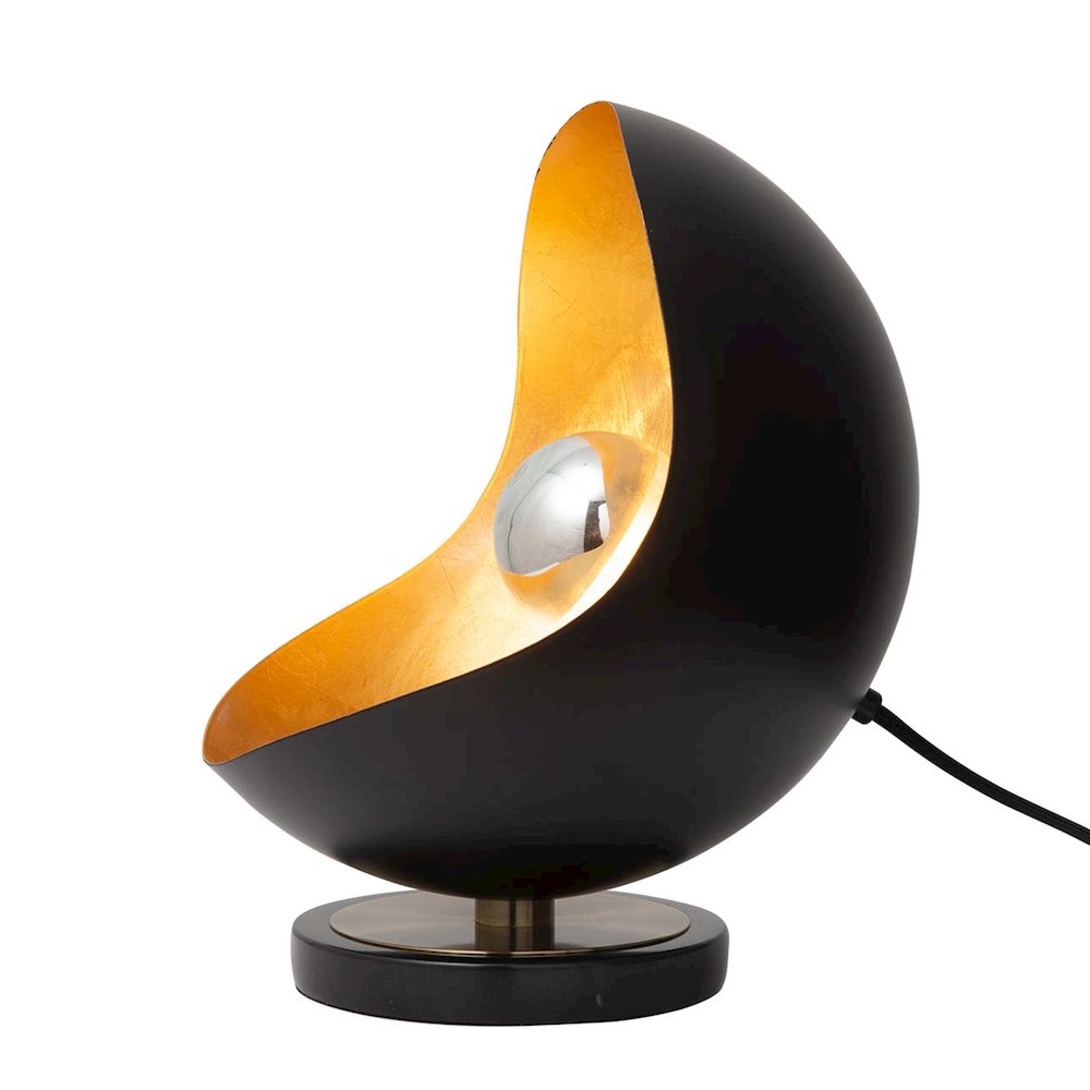 Luna Bella Accent Table Lamp - Black & Gold-leaf shade, Weathered Brass. Picture 11