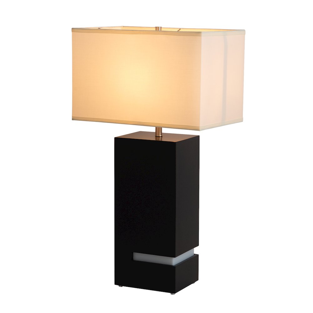 Zen Standing Table Lamp with Night Light - Dark Brown & Satin Nickel. Picture 2