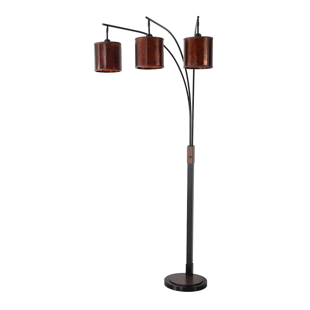 Layers Natural Mica 3 Light Arc Floor Lamp - 86", Charcoal Gray & Gunmetal. Picture 11