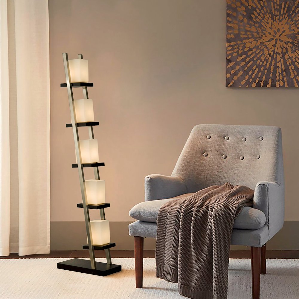 Escalier Floor Lamp - 61", Espresso & Brushed Nickel. Picture 2