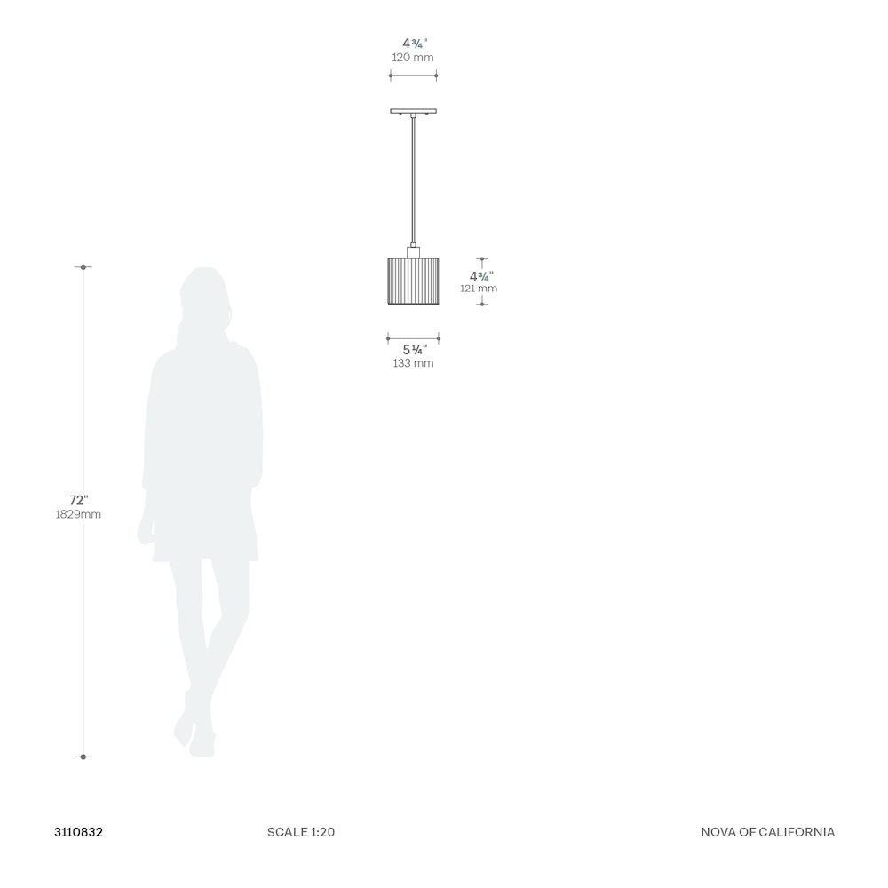 Tambo Pendant Light - Dark Walnut Wood Finish, Weathered Brass, 10" Diameter. Picture 8