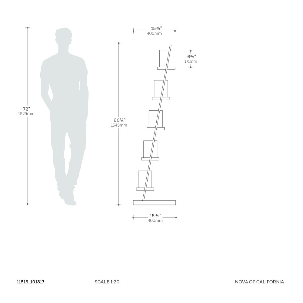 Escalier Floor Lamp - 61", Espresso & Brushed Nickel. Picture 6