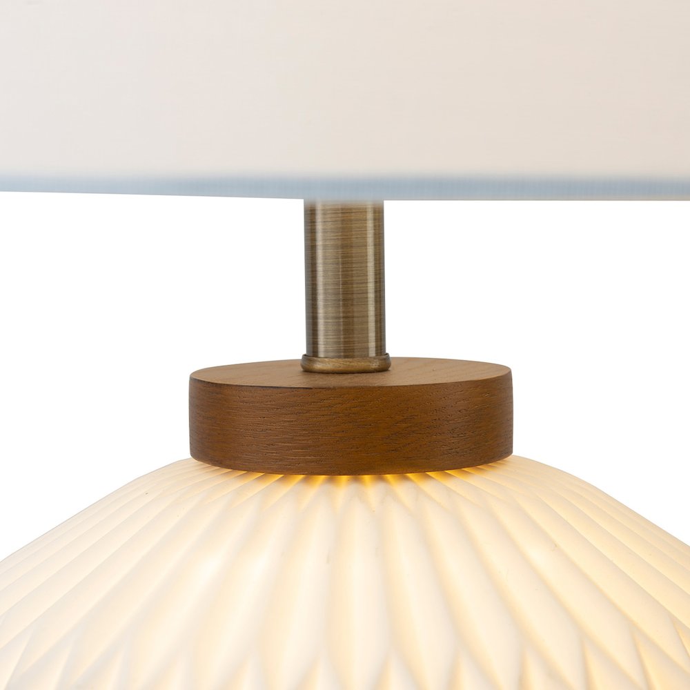 Moraga Table Lamp - 24", Bone Porcelain & Walnut, 4-Way Rotary Switch. Picture 3