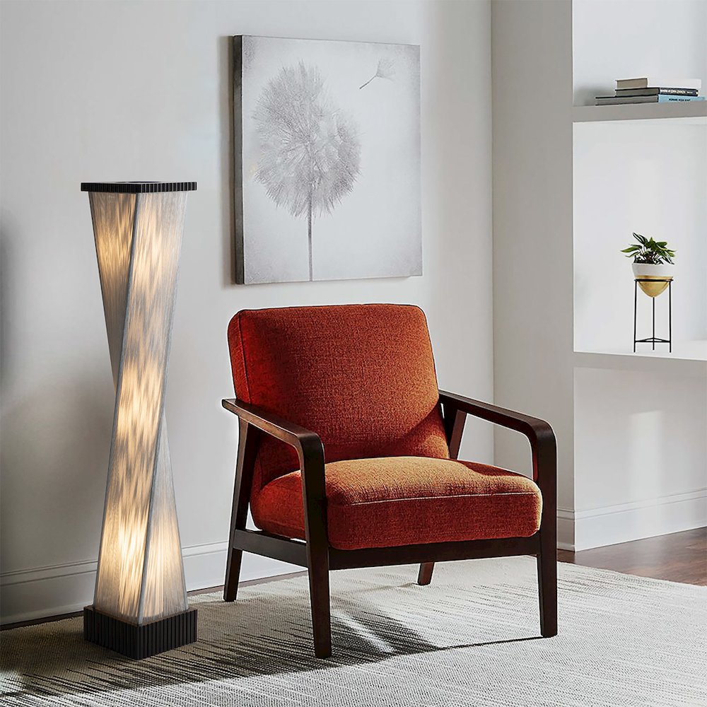 Torque Accent Floor Lamp - Ebony Finish, Hand-knotted Silvered String Shade. Picture 7