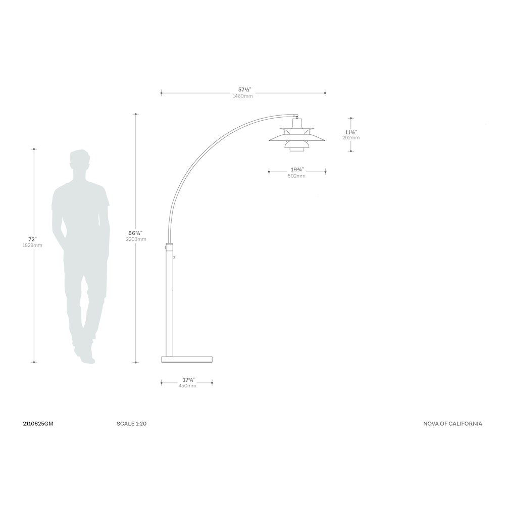 Palm Springs 1 Light Arc Floor Lamp - Gunmetal. Picture 7