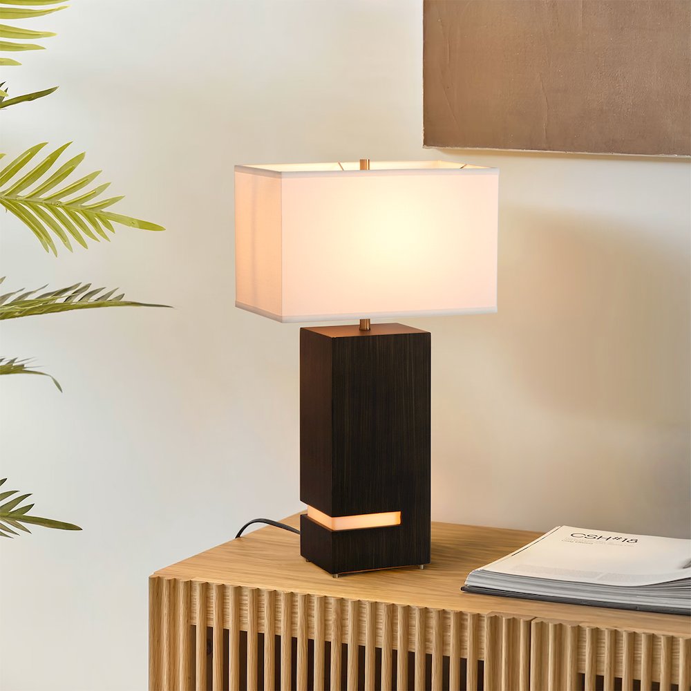 Zen Standing Table Lamp with Night Light - Gilded Ebony. Picture 7