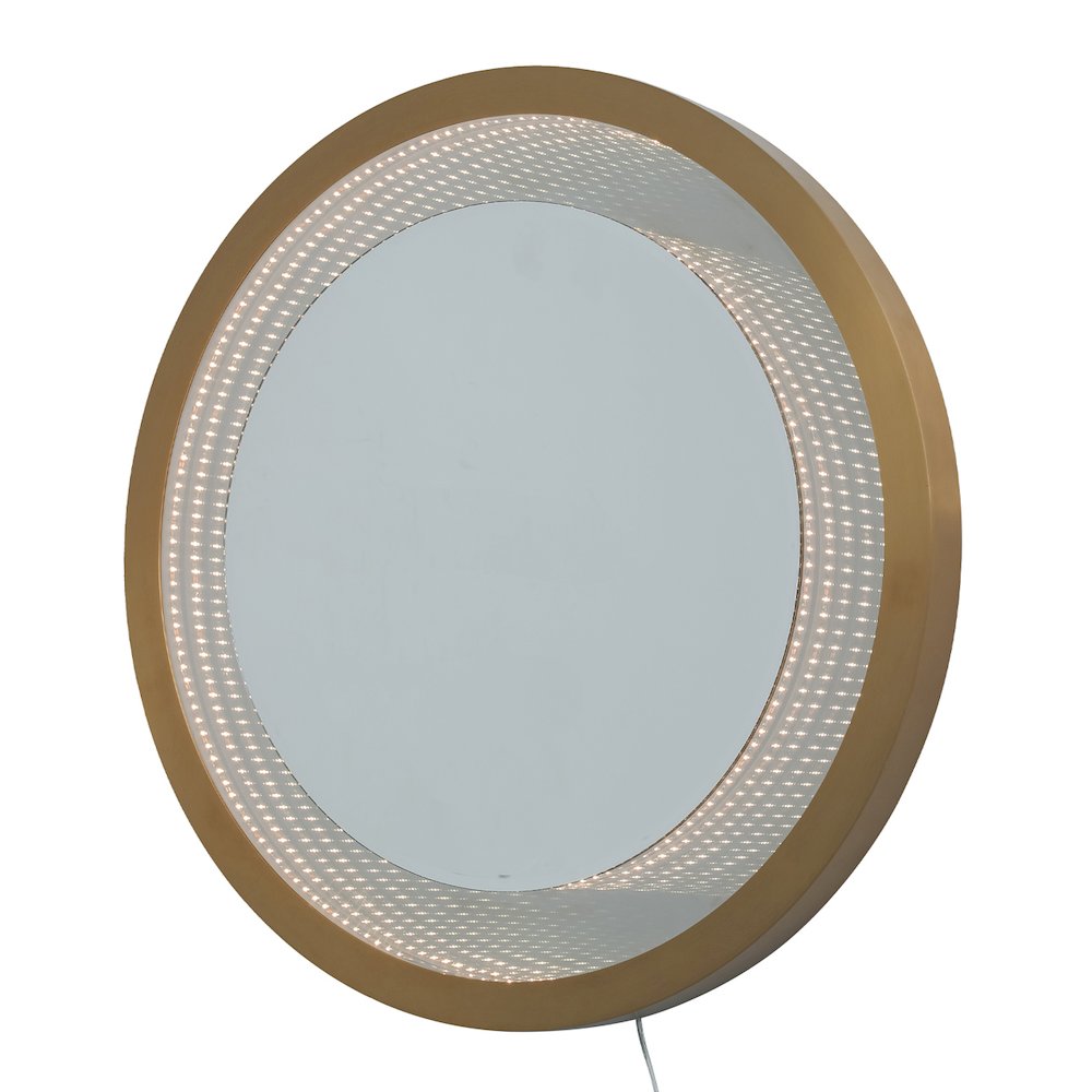 Starfall Vanishing Infinity LED Round Wall Mirror in Brass. Picture 7