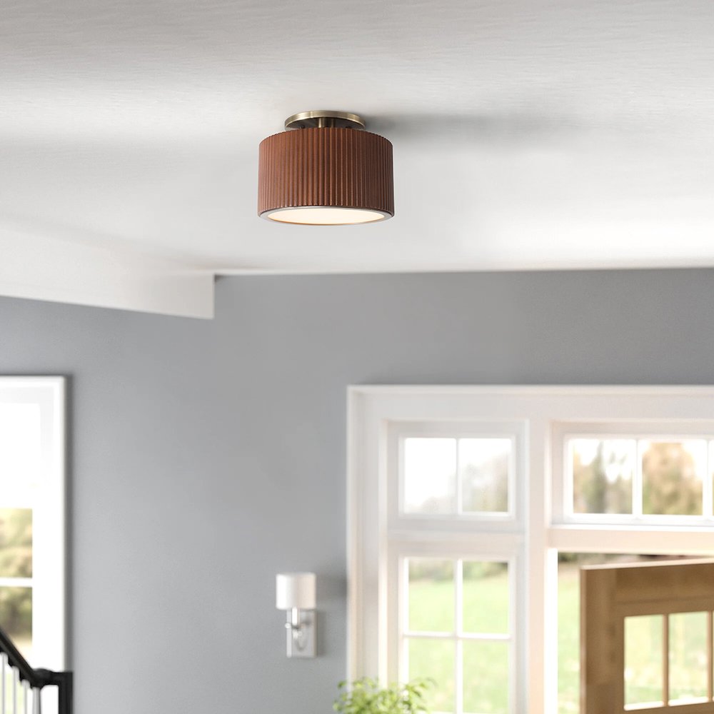 Tambo Semi-Flush Mount Ceiling Light - Dark Walnut 7.25" Diameter. Picture 3