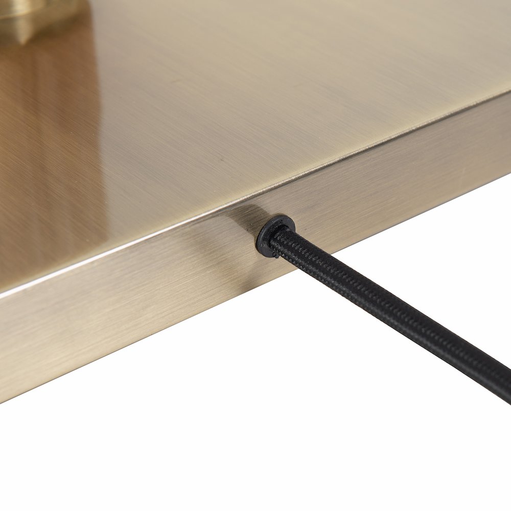 Tambo Torchiere Floor Lamp - Dark Walnut Wood Finish, Weathered Brass, Dimmer. Picture 3