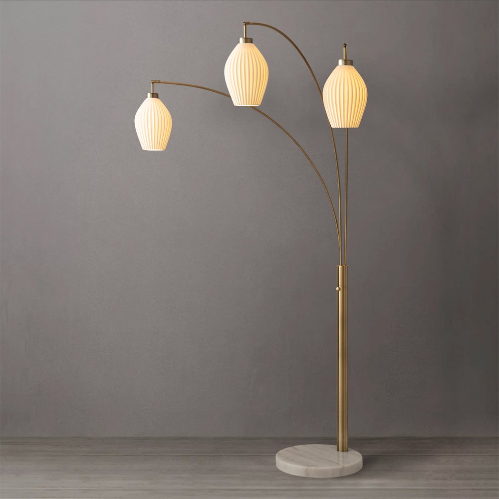 Santa Clara 3 Light Arc Floor Lamp - Weathered Brass. Picture 6