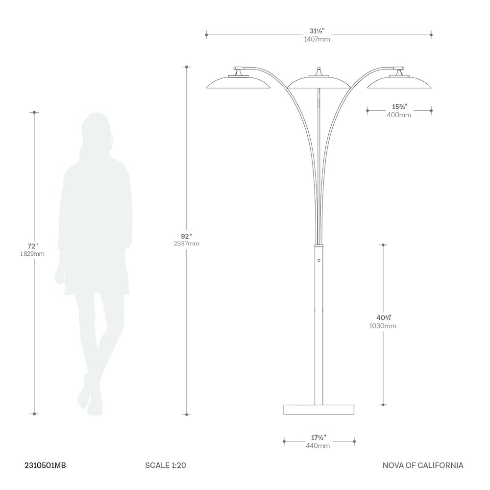Saucer 3 Light Arc Floor Lamp. Picture 10