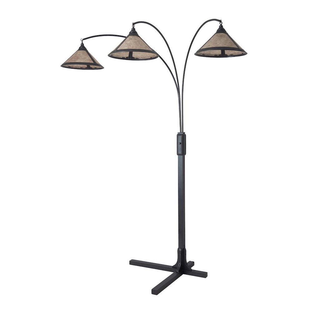 Original Natural Mica 3 Light Arc Floor Lamp - Charcoal Gray Wood. Picture 11