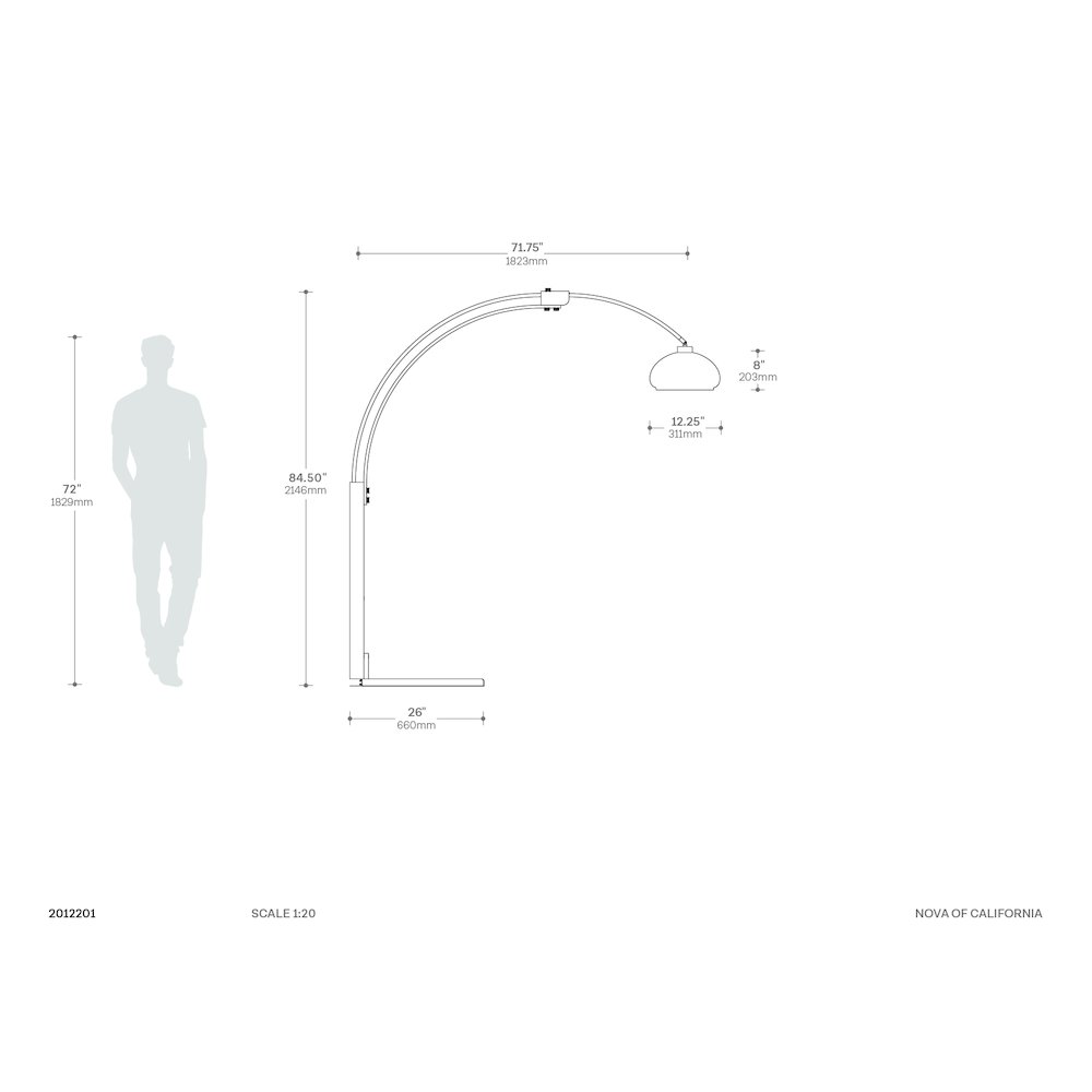 Original 1961 Morelli Arc Floor Lamp - Weathered Brass & Walnut. Picture 10