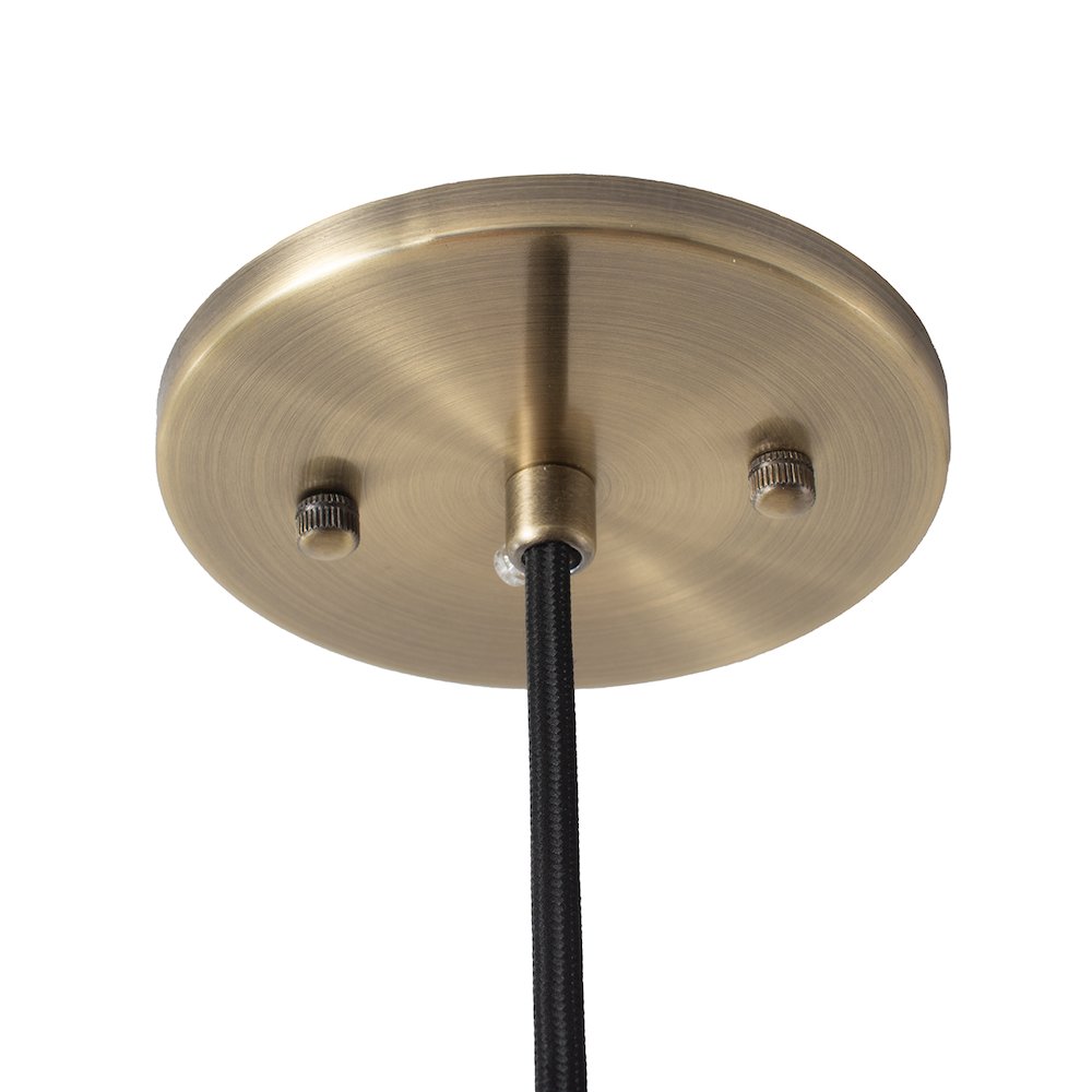 Tambo Pendant Light - Dark Walnut Wood Finish, Weathered Brass, 10" Diameter. Picture 2