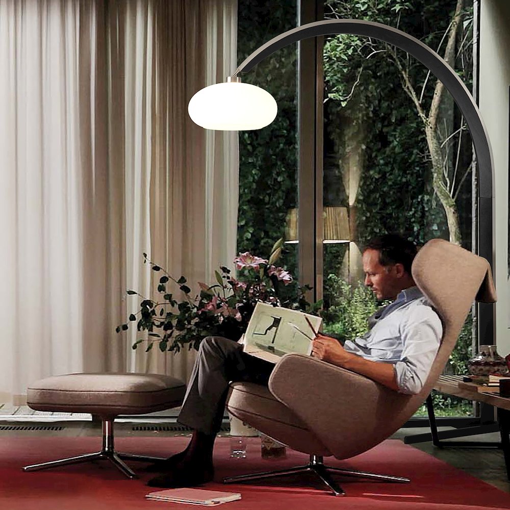 Vaulted Arc Floor Lamp by Peter Morelli - 86", 1968 design, Black Wood. Picture 6