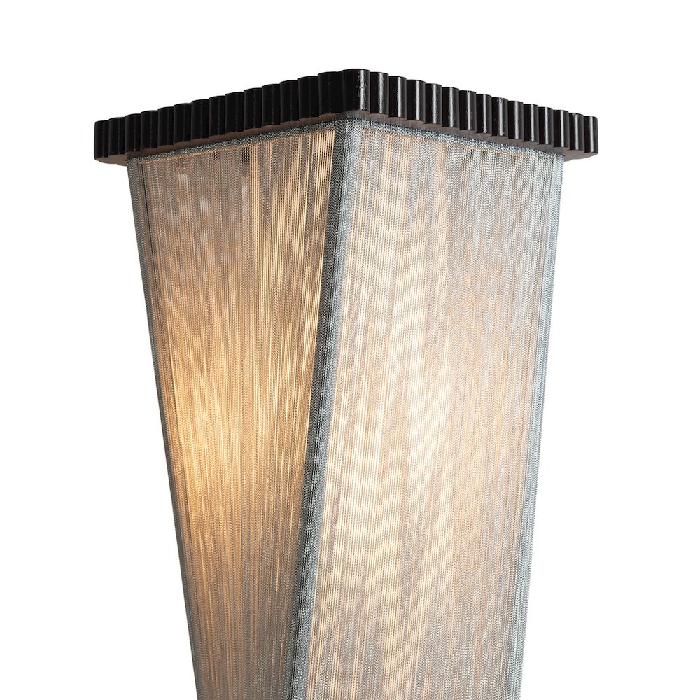 Torque Accent Floor Lamp - Ebony Finish, Hand-knotted Silvered String Shade. Picture 11