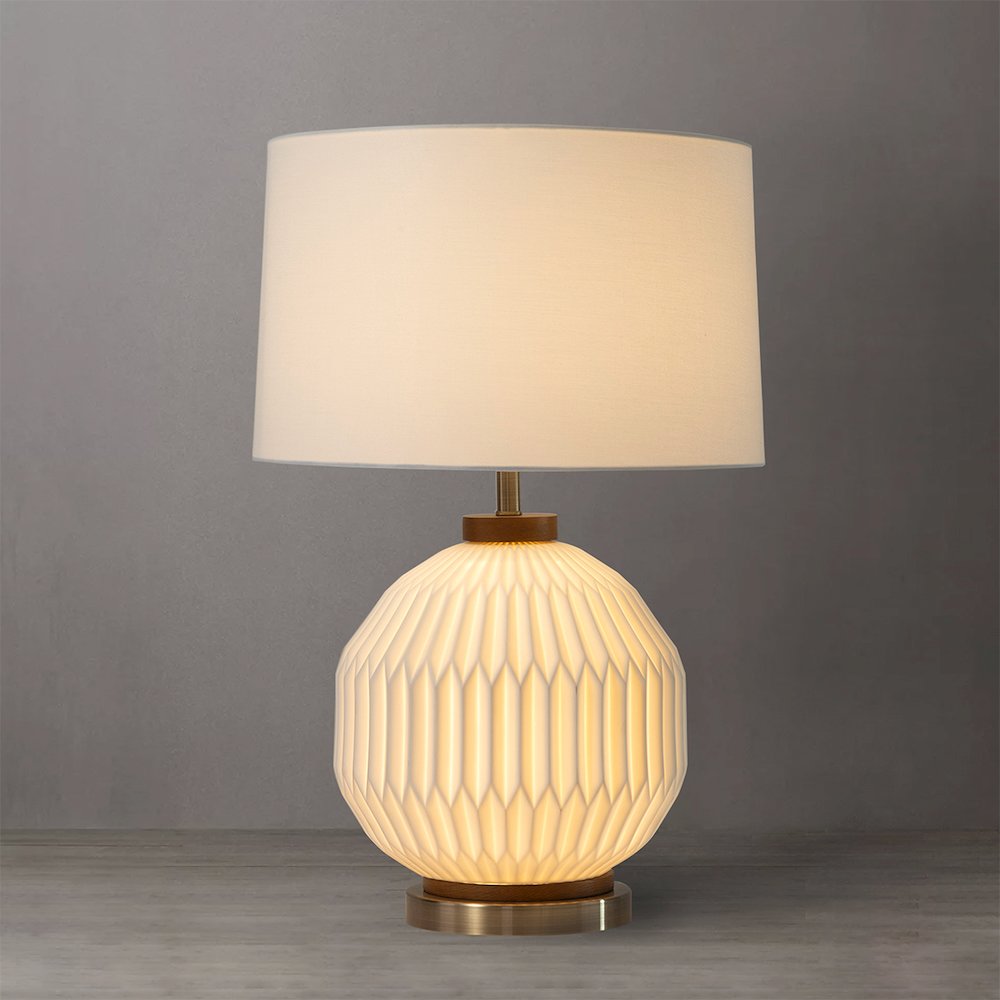 Moraga Table Lamp - 24", Bone Porcelain & Walnut, 4-Way Rotary Switch. Picture 7